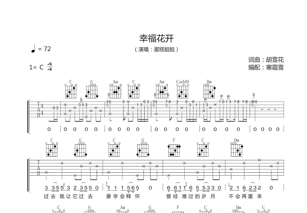 幸福花开吉他谱预览图