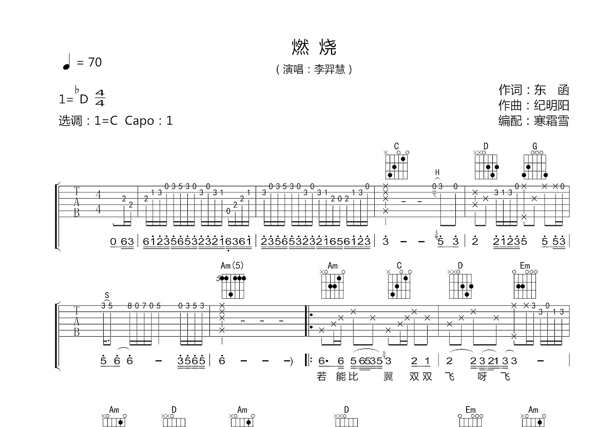 燃烧吉他谱预览图