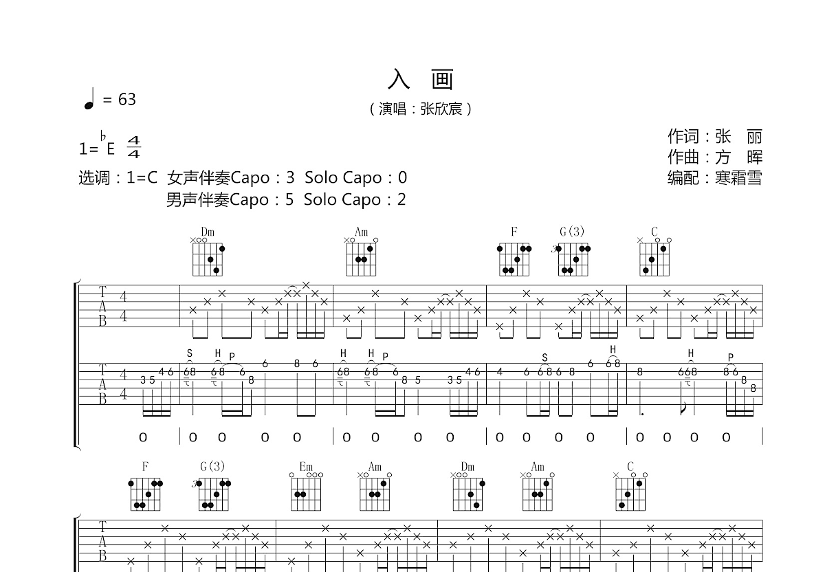 入画吉他谱预览图