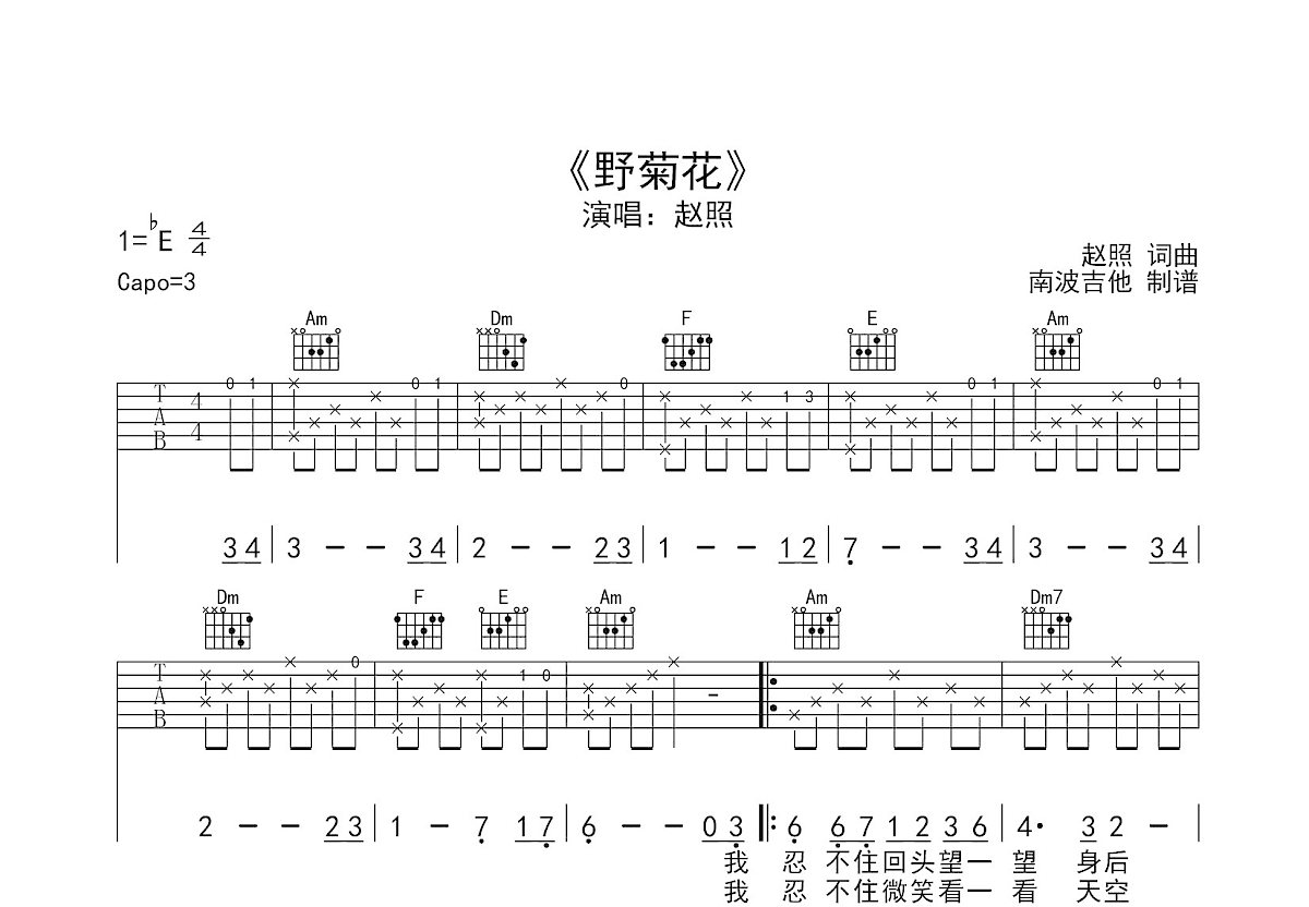 野菊花吉他谱预览图