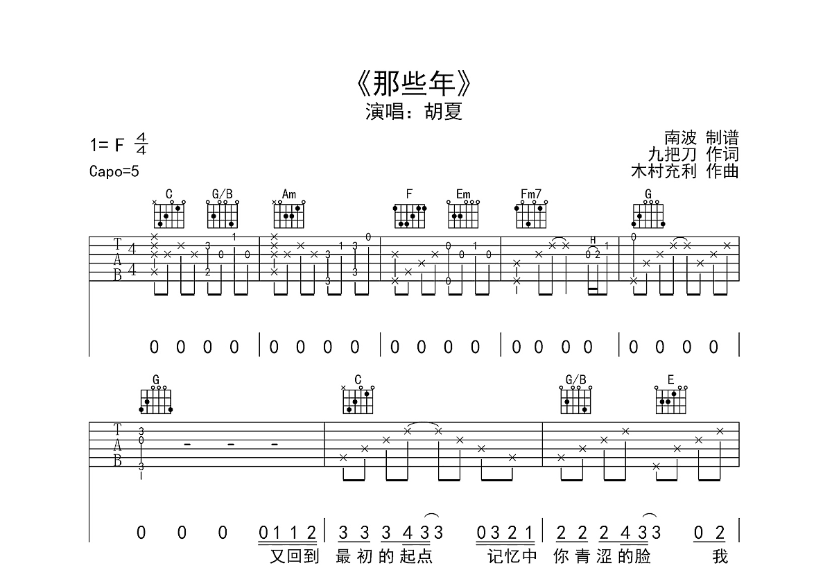 那些年吉他谱预览图