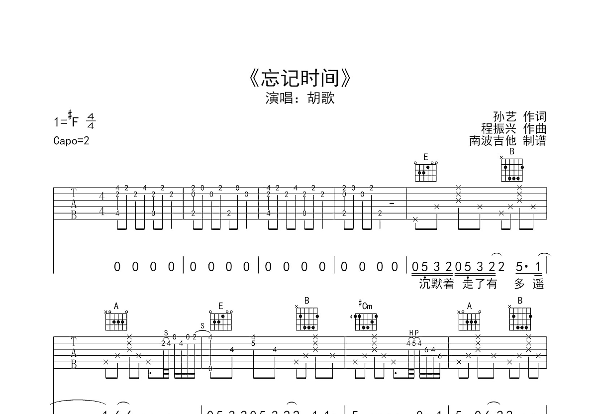 忘记时间吉他谱预览图