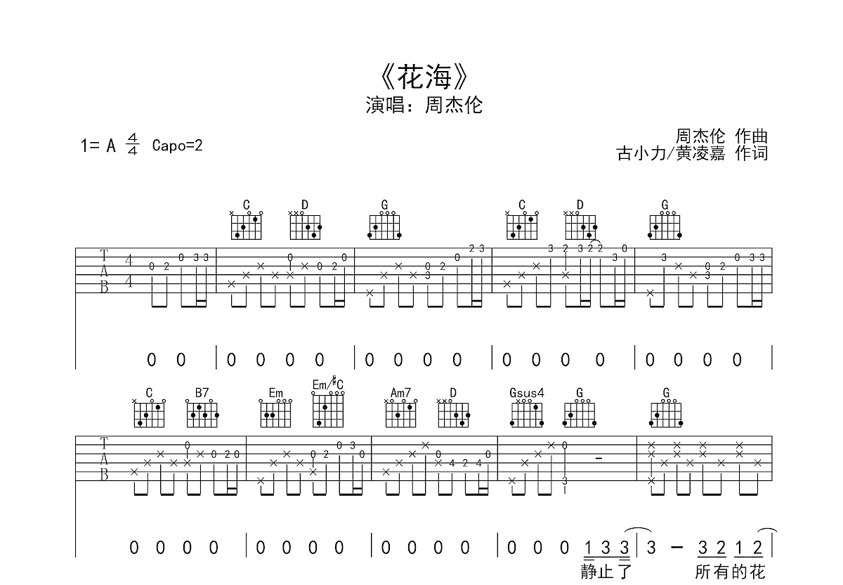 花海吉他谱预览图