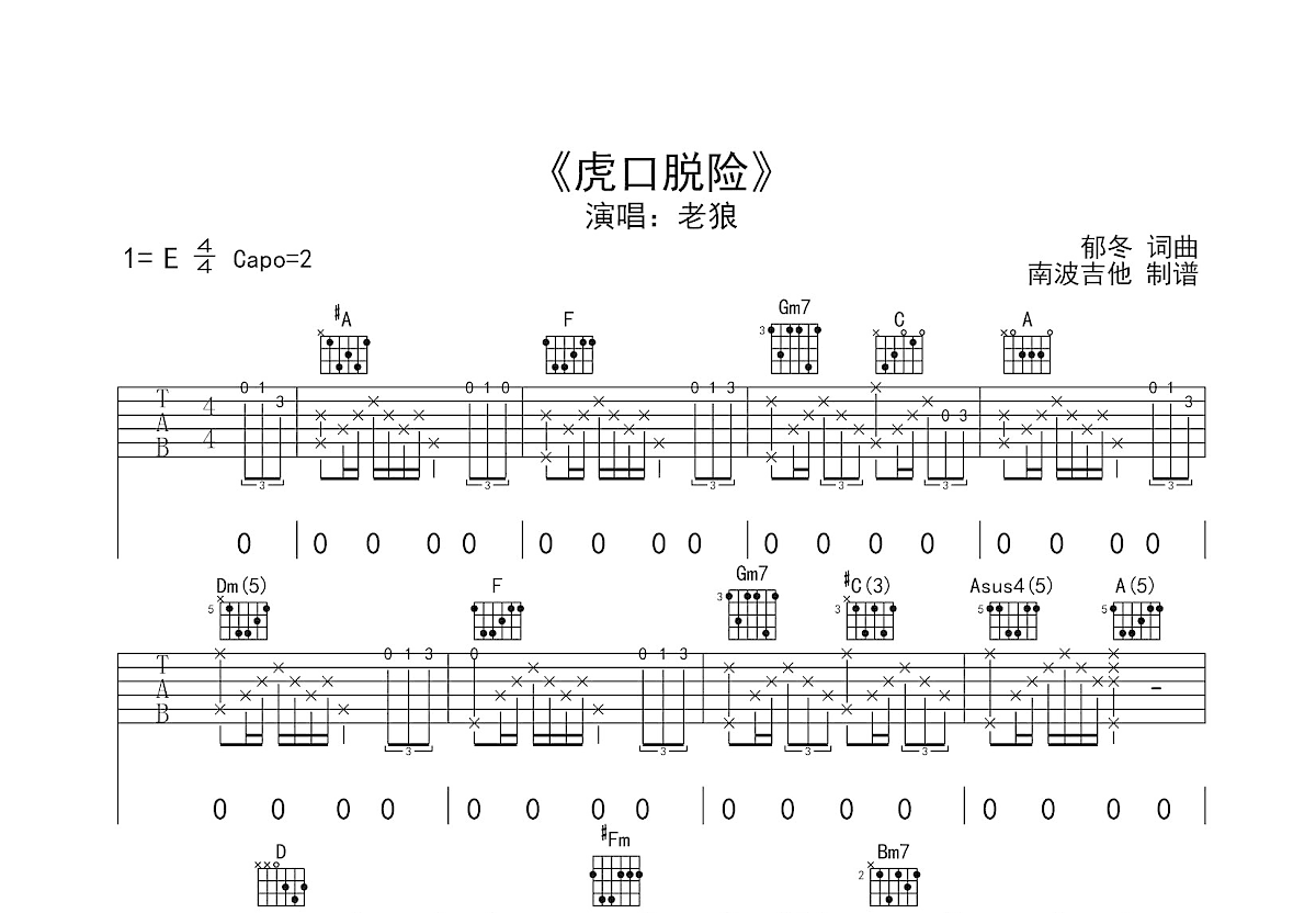 虎口脱险吉他谱