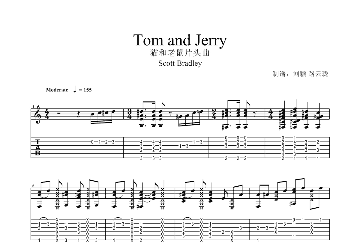 Tom and Jerrey吉他谱预览图