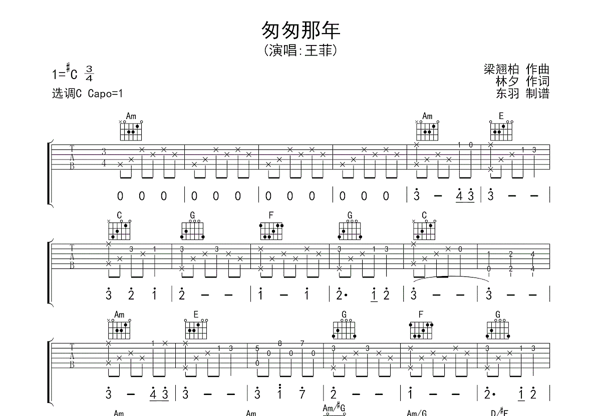 匆匆那年吉他谱预览图