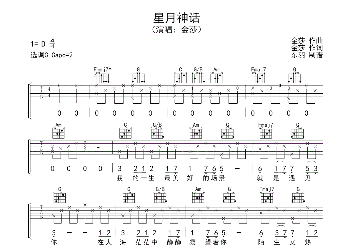 星月神话吉他谱预览图