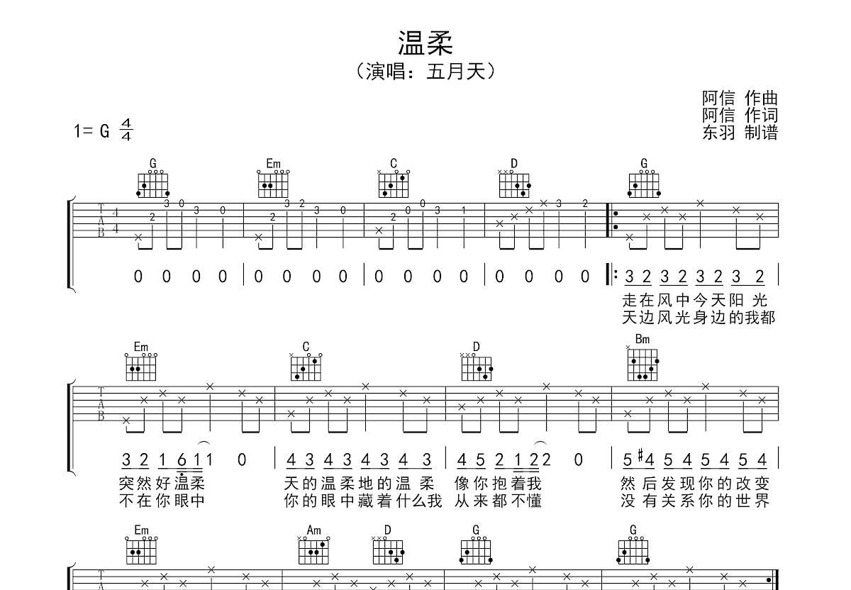 温柔吉他谱预览图