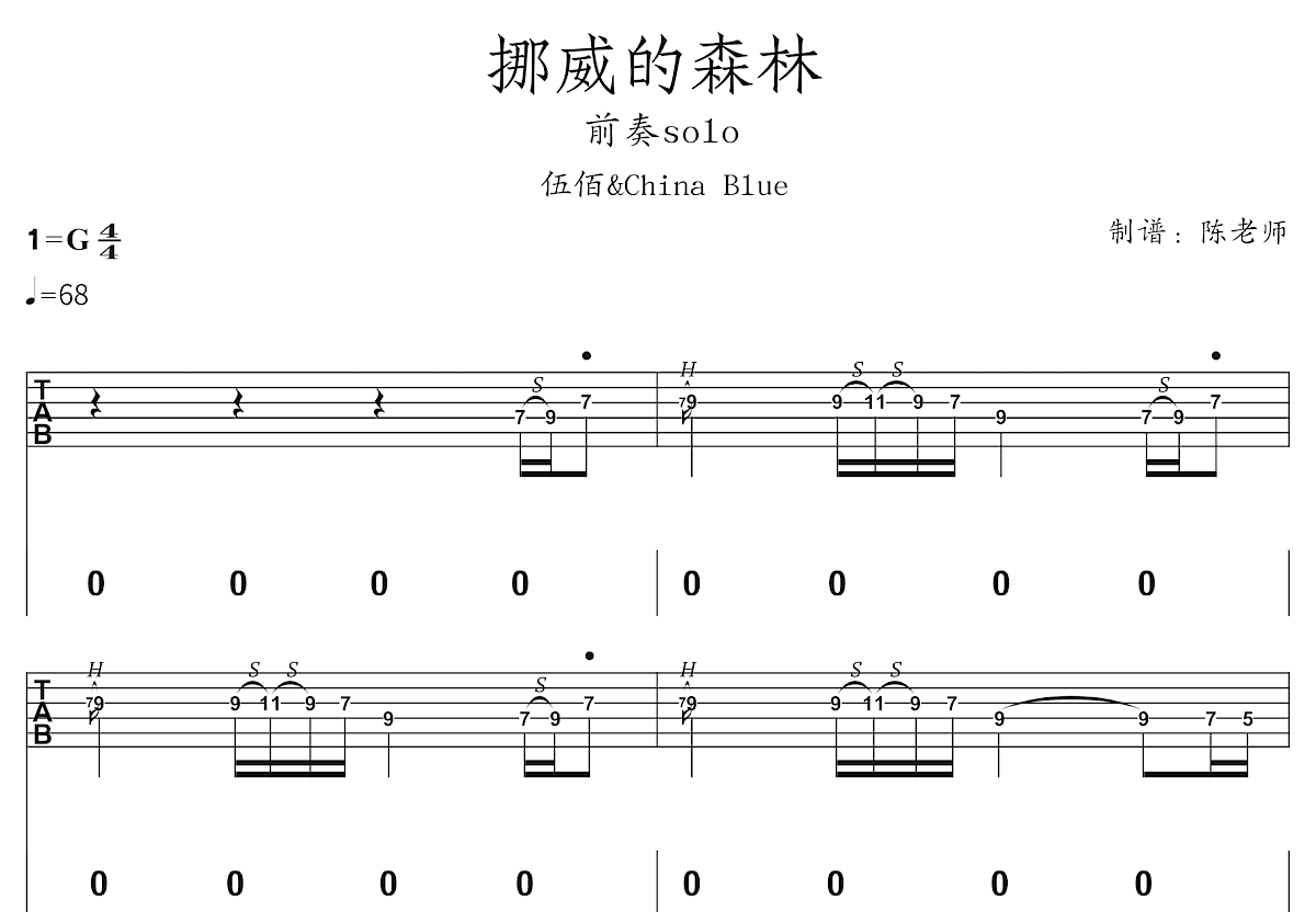 挪威的森林吉他谱预览图
