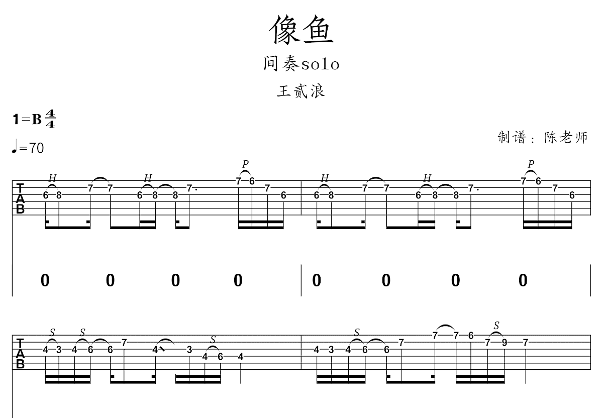 像鱼吉他谱预览图