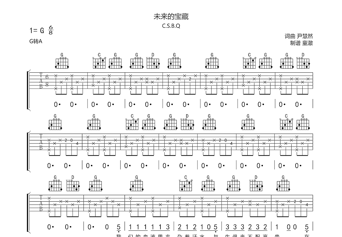 未来的宝藏吉他谱预览图