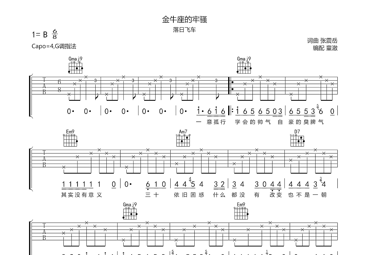 金牛座的牢骚吉他谱预览图