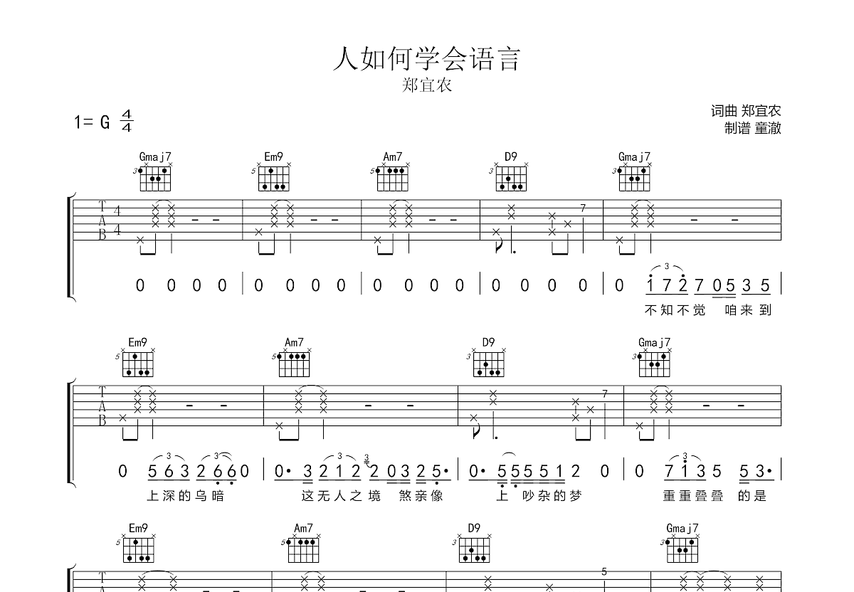 人如何学会语言吉他谱预览图