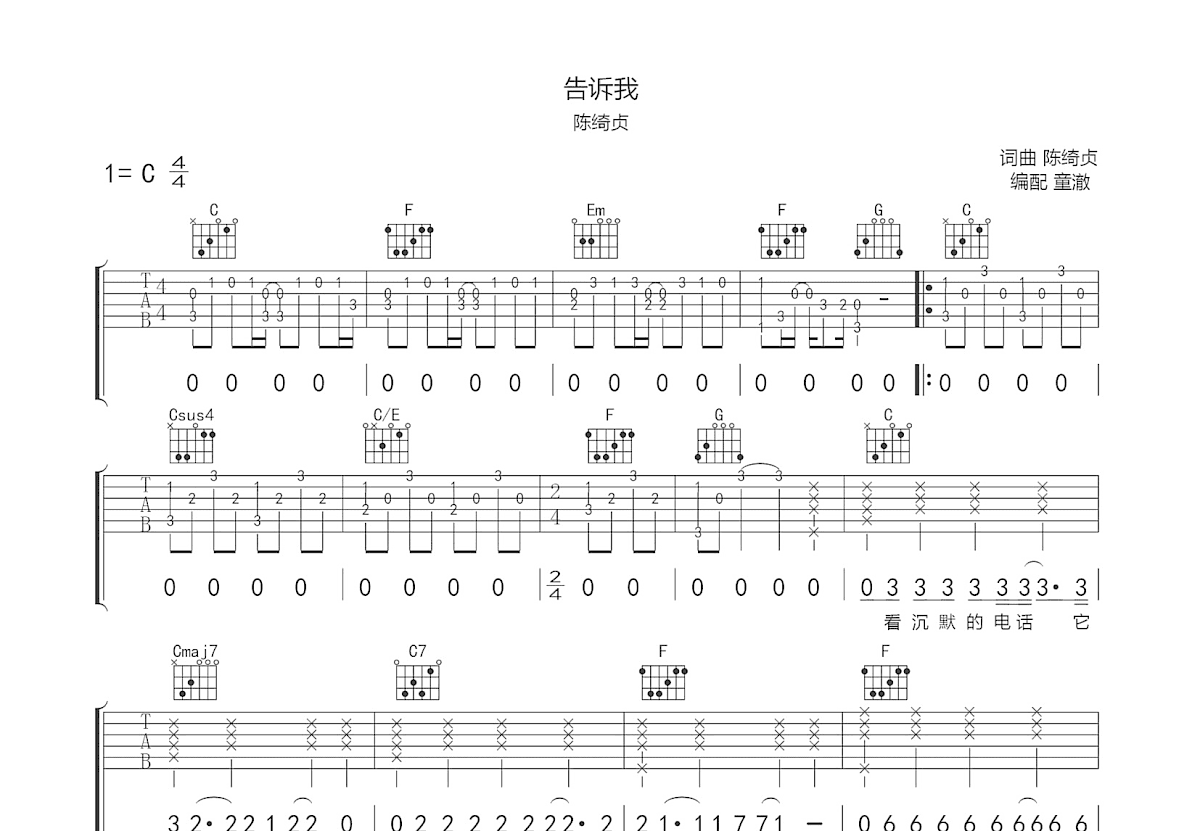 告诉我吉他谱预览图