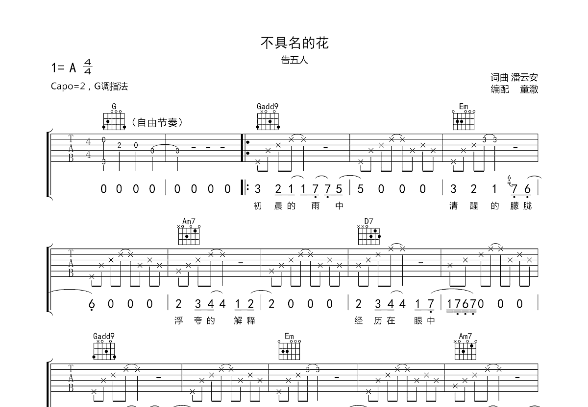 不具名的花吉他谱预览图