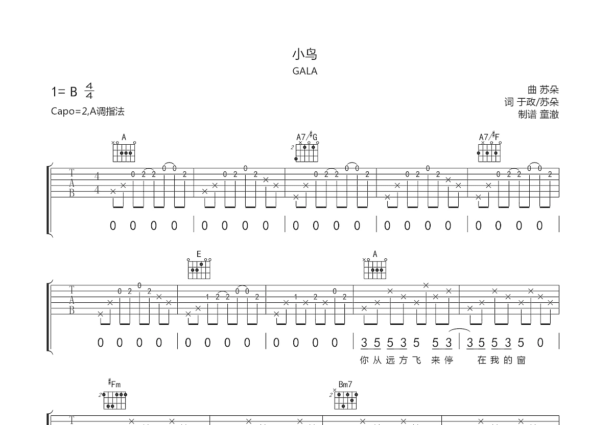 小鸟吉他谱预览图