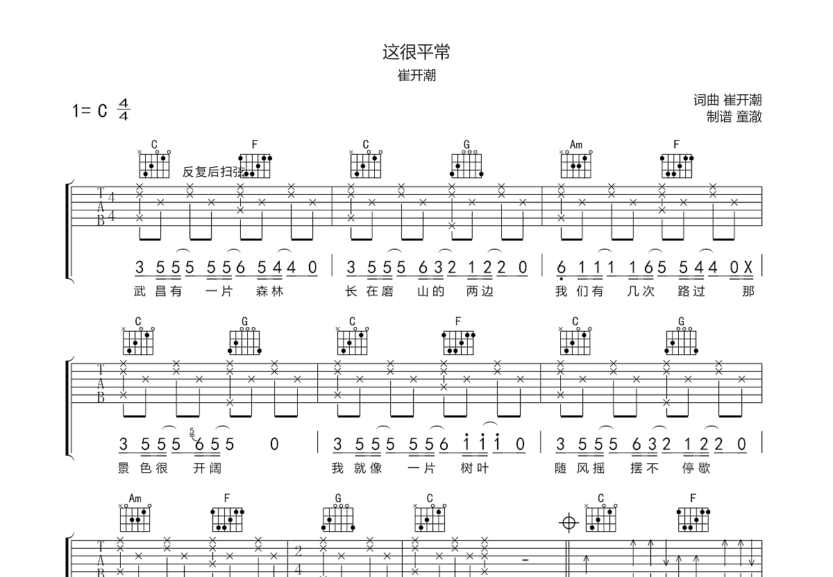 这很平常吉他谱预览图