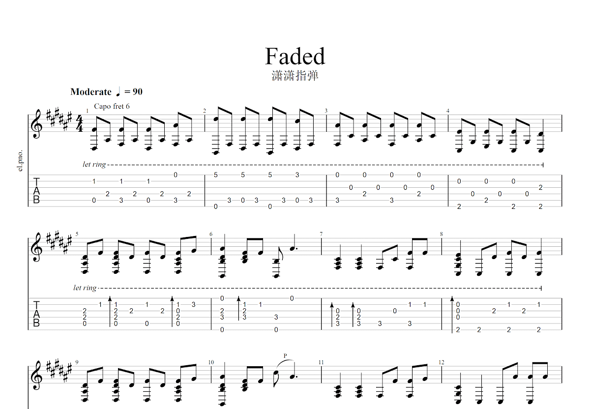 Faded吉他谱预览图