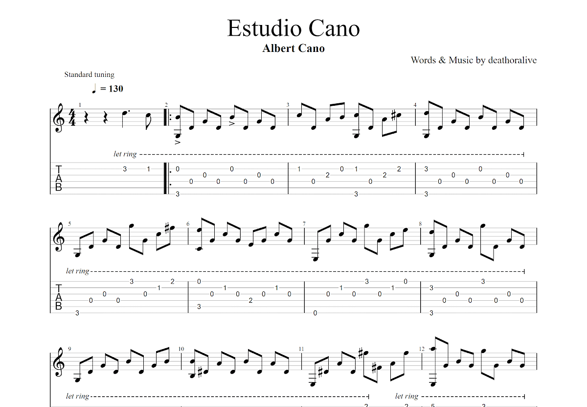 Estudio Cano吉他谱预览图