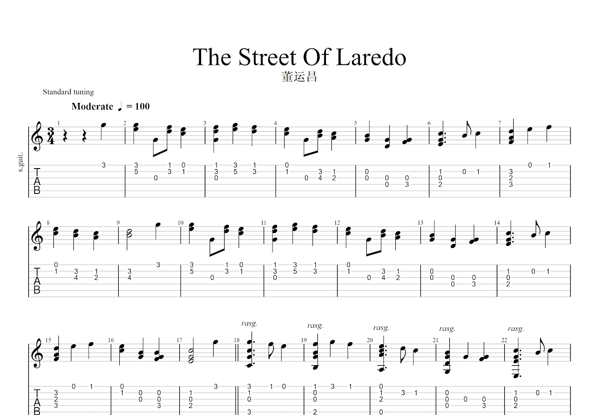 The Street Of Laredo吉他谱预览图