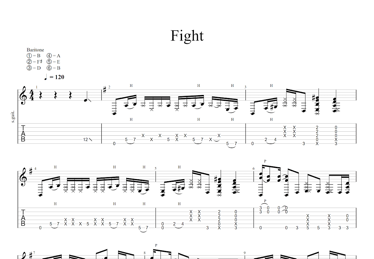 Fight吉他谱预览图