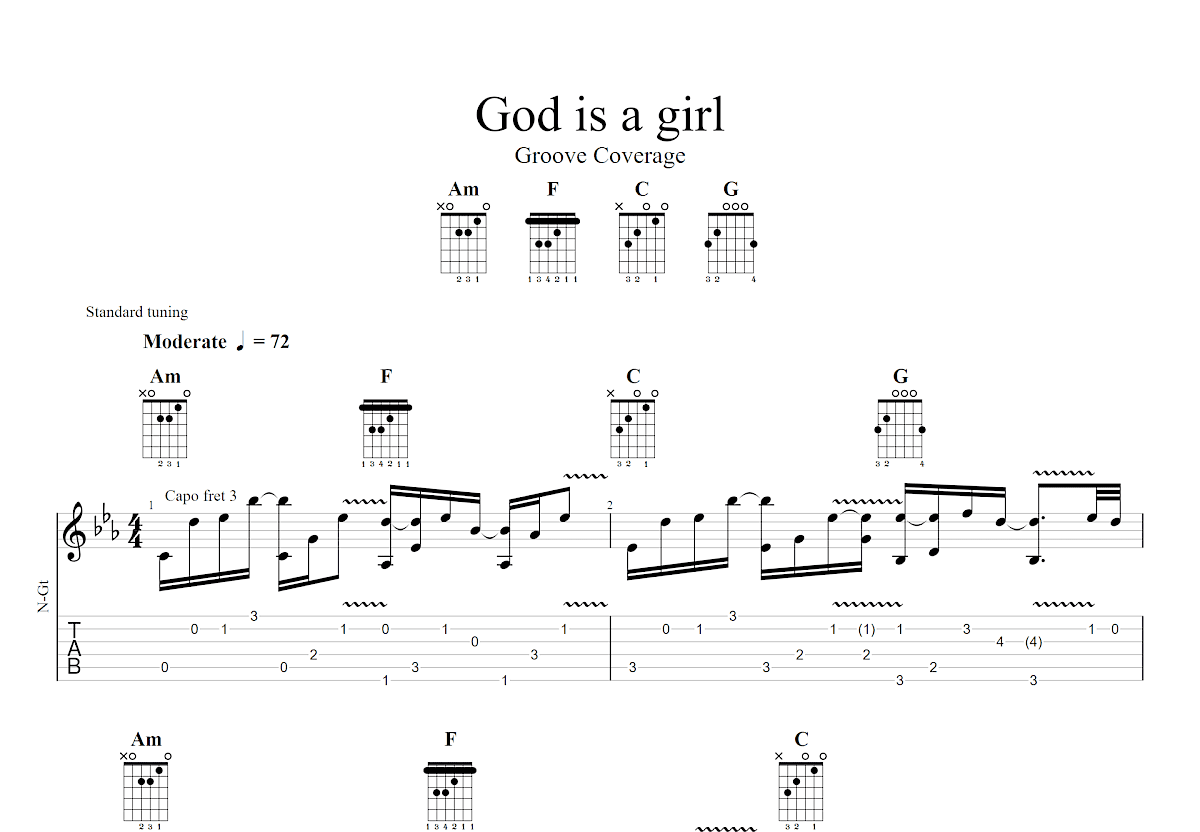 God is a girl吉他谱预览图