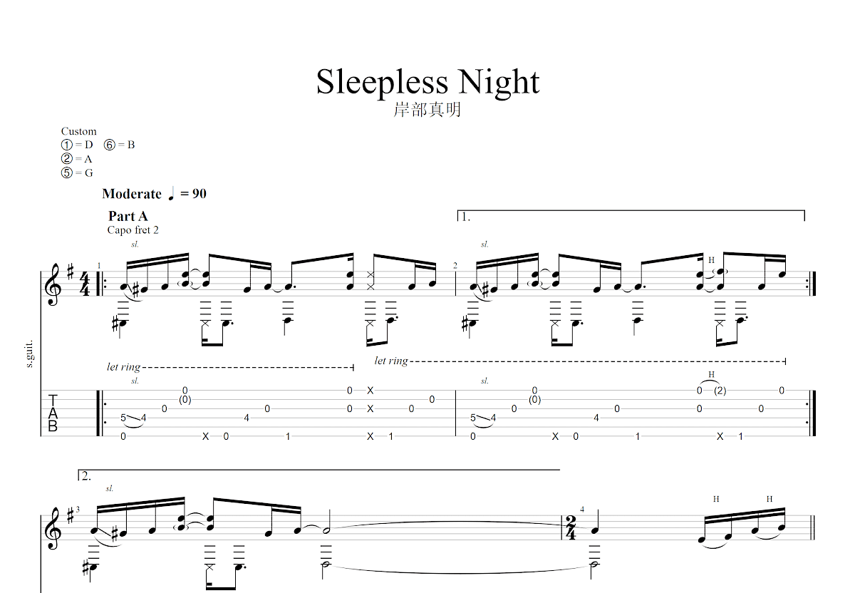 Sleepless Night吉他谱预览图