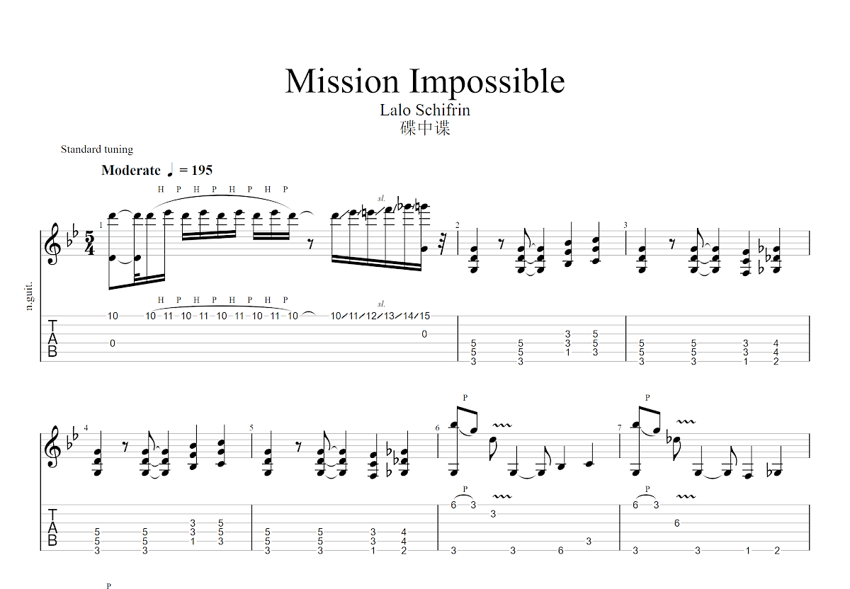 Mission Impossible吉他谱预览图