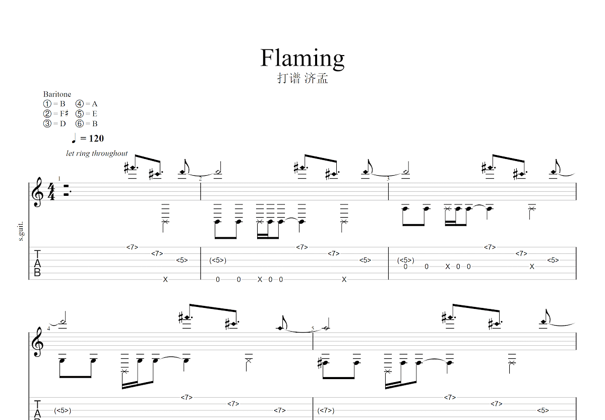 Flaming吉他谱预览图