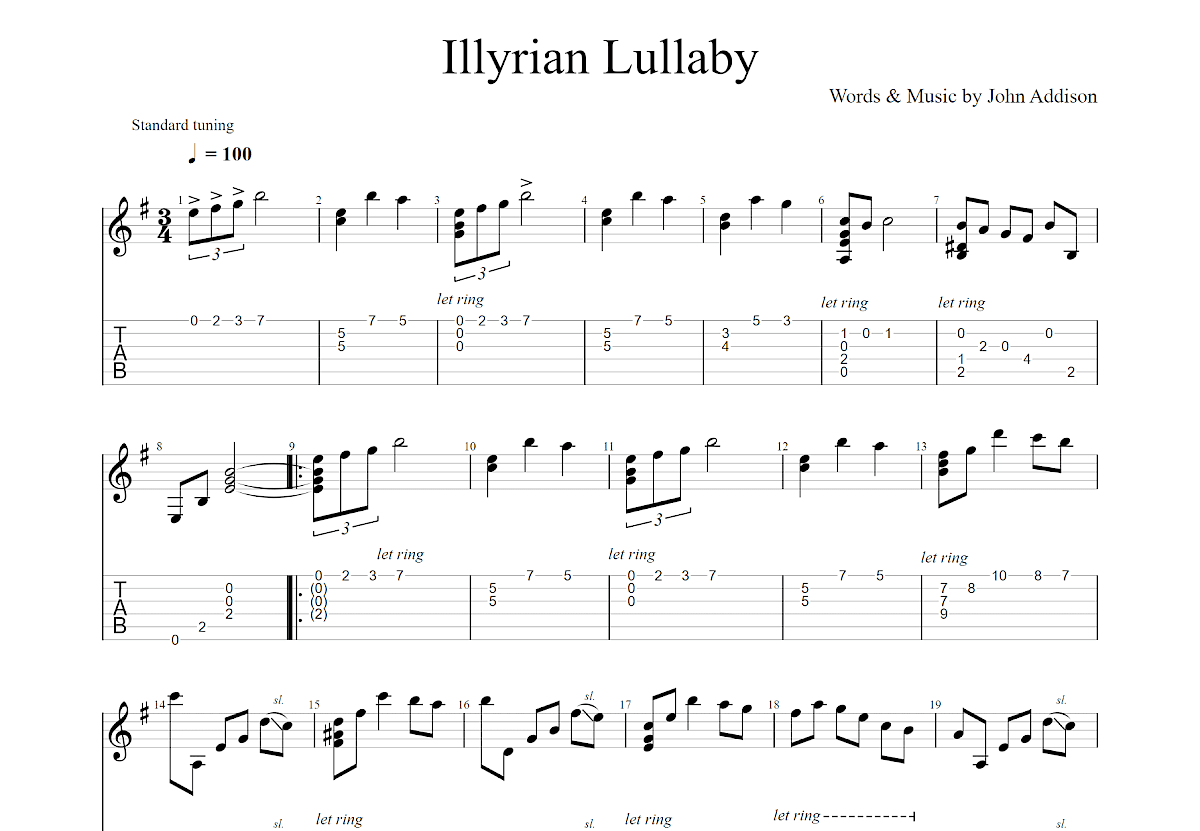 Illyrian Lullaby吉他谱预览图