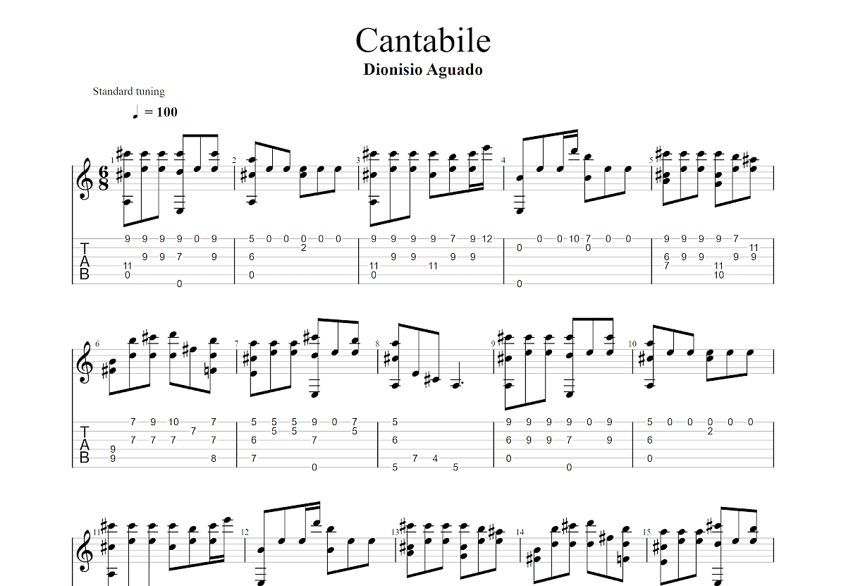 Cantabile吉他谱预览图