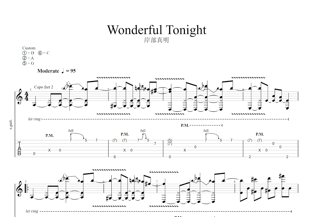 Wonderful Tonight吉他谱预览图