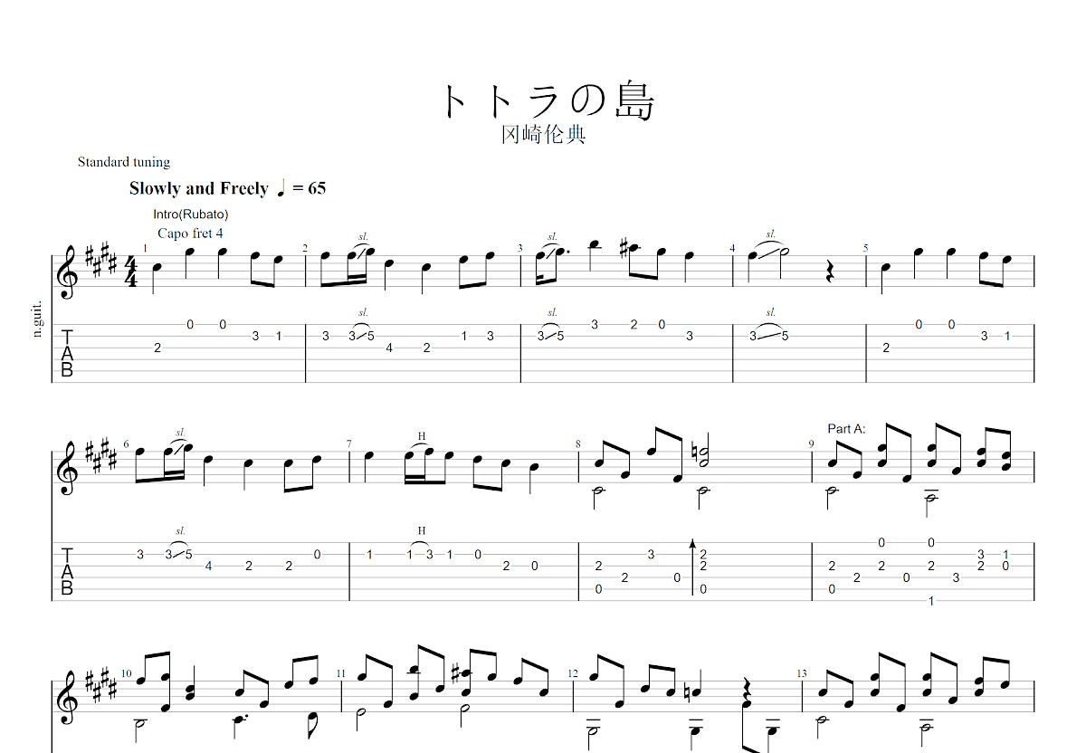 多多拉之岛トトラの島吉他谱预览图