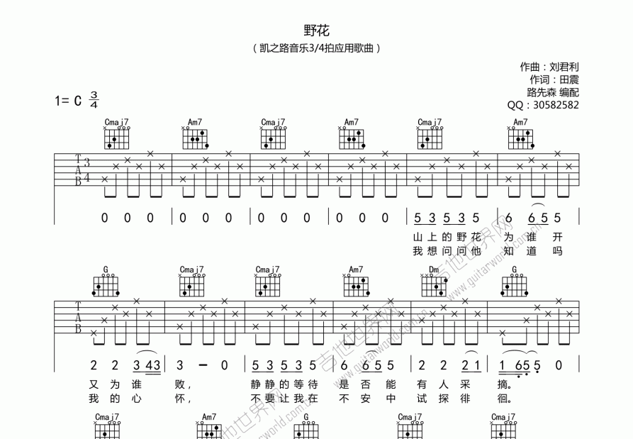 野花吉他谱预览图