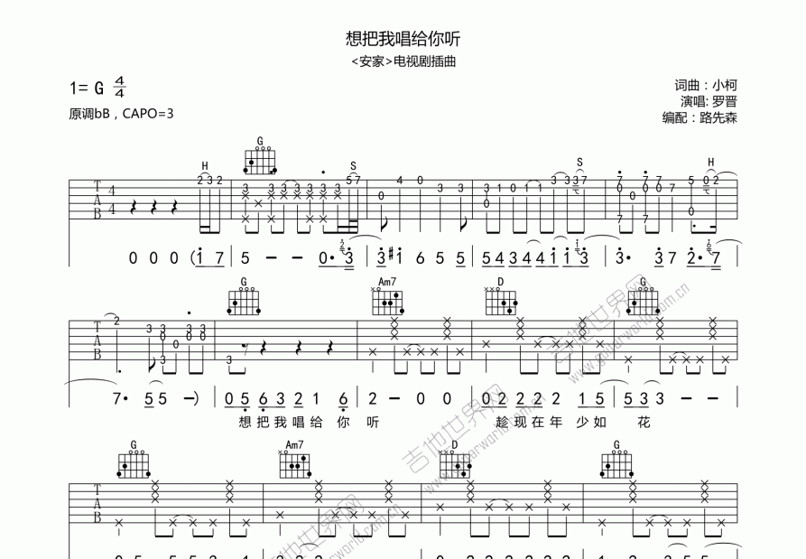 想把我唱给你听吉他谱预览图