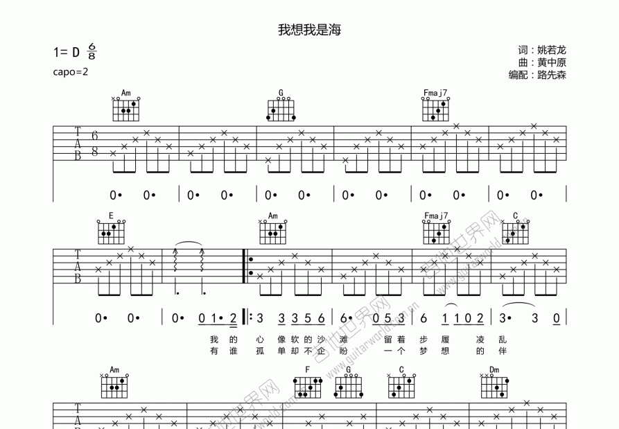 我想我是海吉他谱预览图