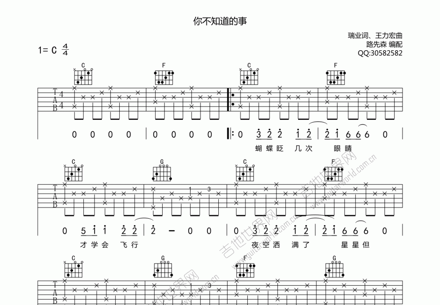 你不知道的事吉他谱预览图