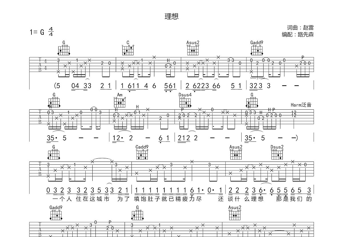 理想吉他谱预览图