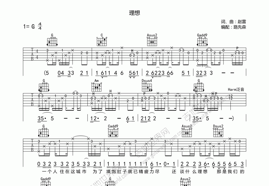理想吉他谱预览图