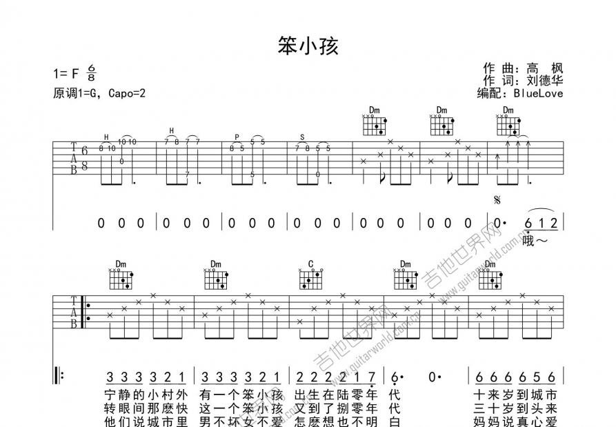 笨小孩吉他谱预览图