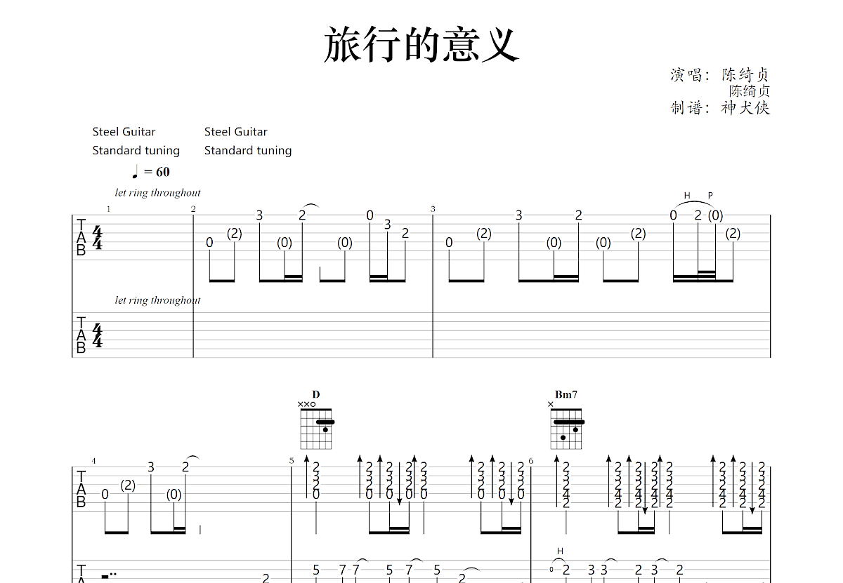 旅行的意义吉他谱预览图