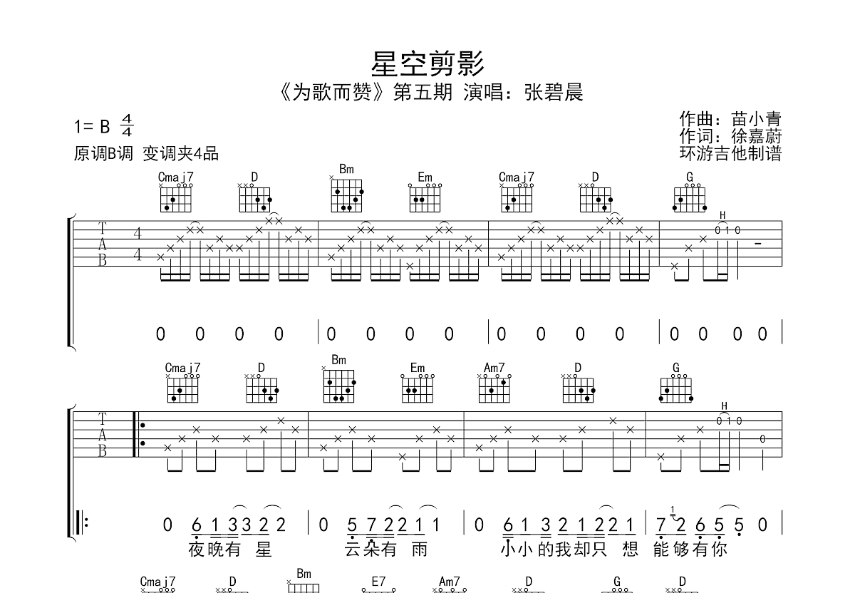 星空剪影吉他谱预览图