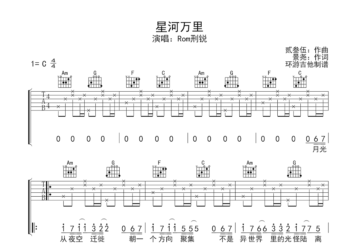 星河万里吉他谱预览图