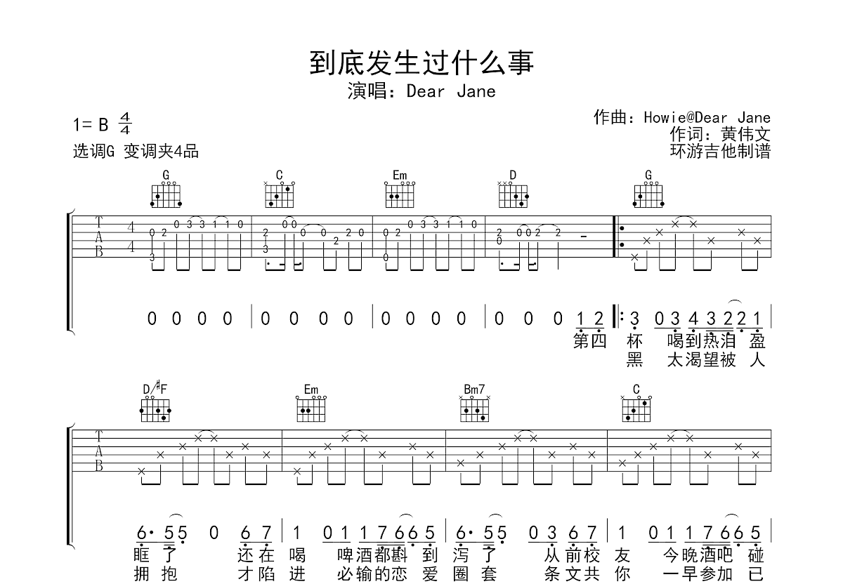 到底发生过什么事吉他谱预览图