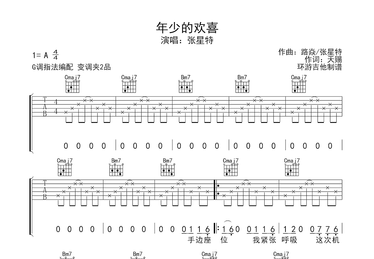 年少的欢喜吉他谱预览图