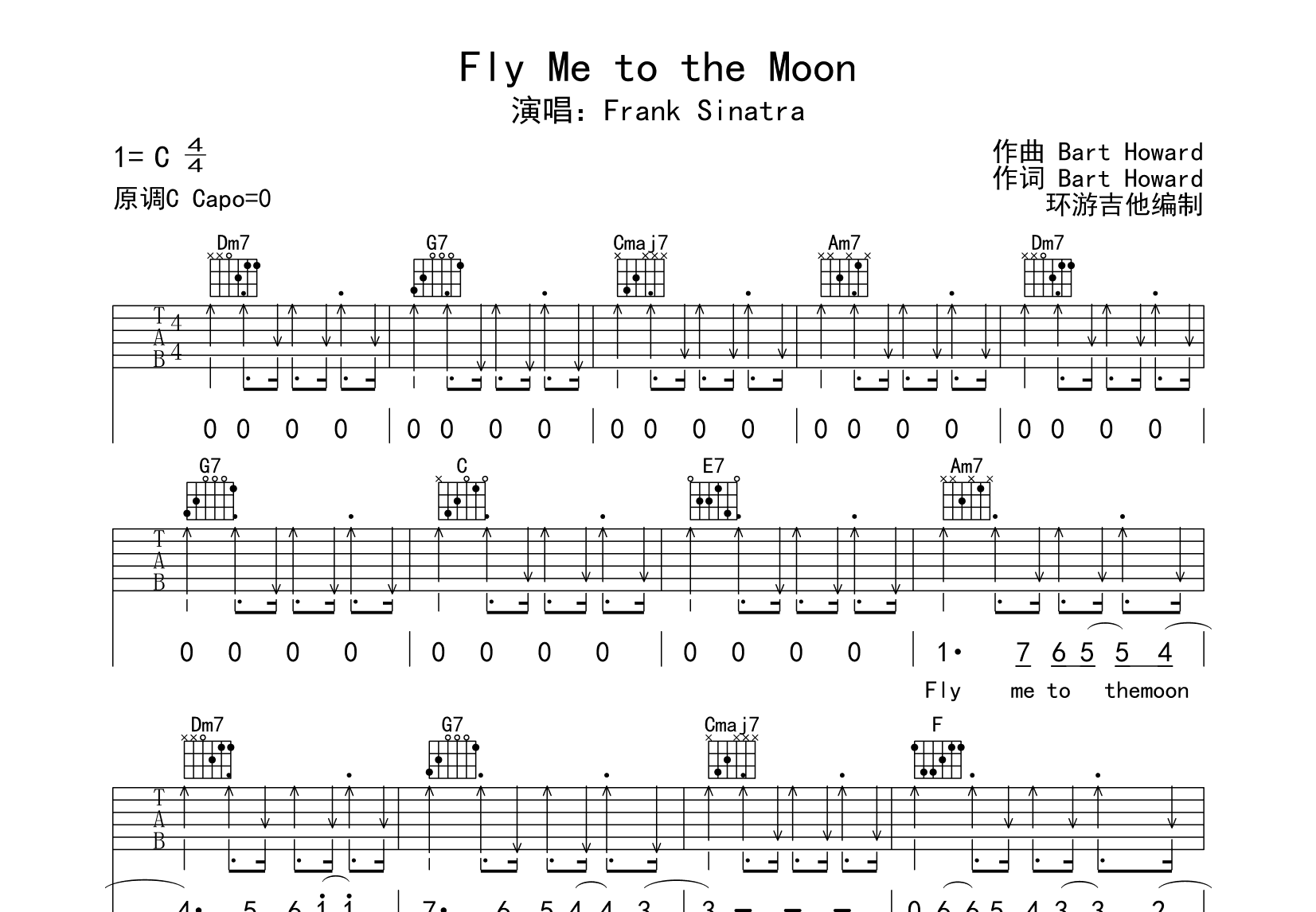 Fly me to the Moon吉他谱预览图