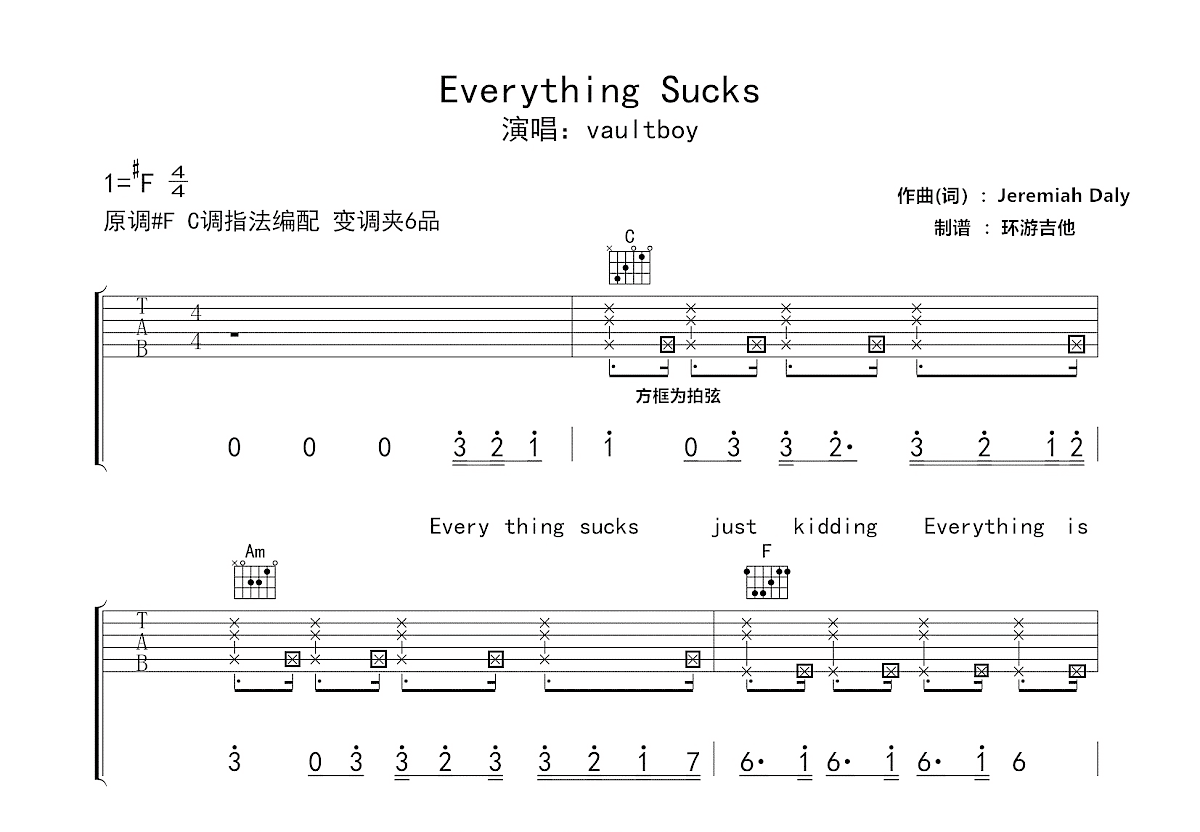 Everything Sucks吉他谱预览图