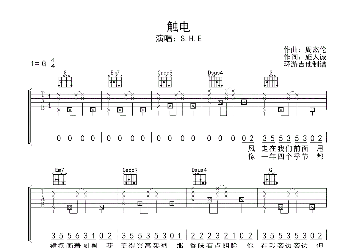 触电吉他谱预览图