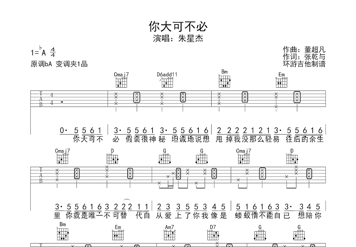 你大可不必吉他谱预览图