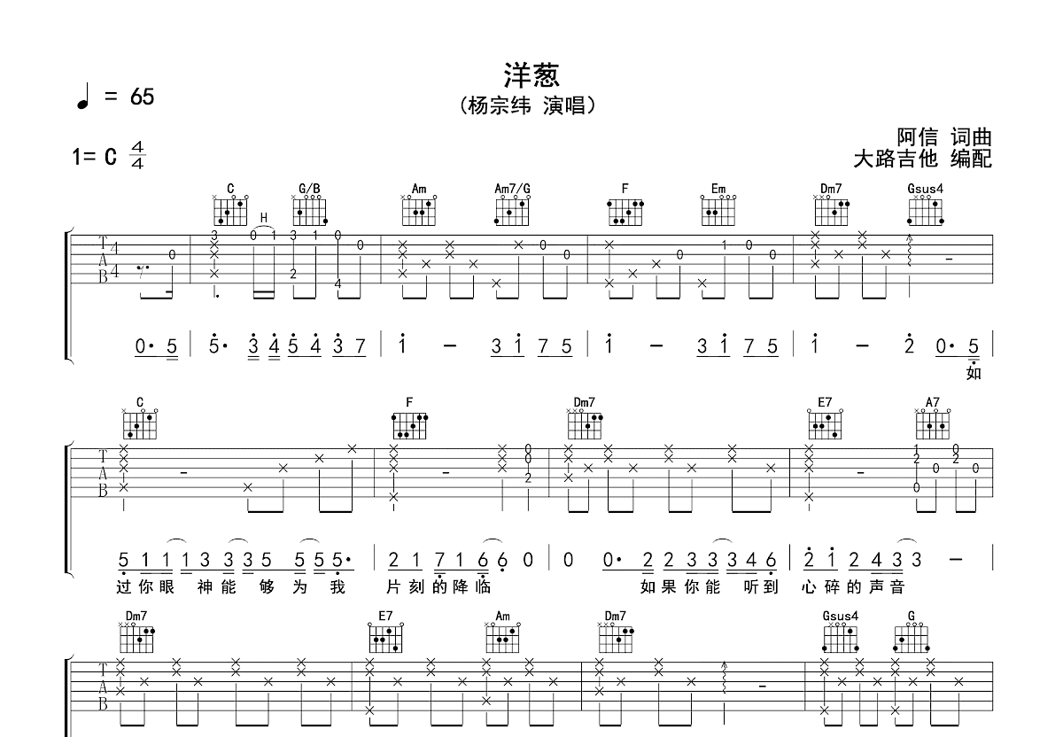 洋葱吉他谱预览图